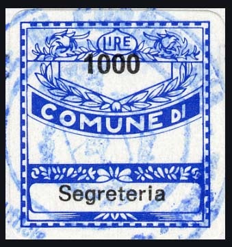 Marca da Bollo del Comune di COLBORDOLO su Carta Bianca di dimensioni 19 x 21 mm