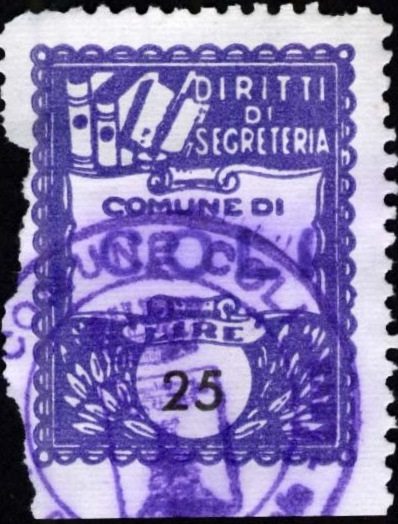 Marca da Bollo del Comune di COLI su Carta Bianca di dimensioni 22 x 29 mm
