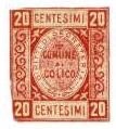Marca da Bollo del Comune di COLICO su Carta Bianca di dimensioni 22,5 x 26,5 mm