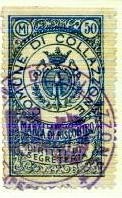 Marca da Bollo del Comune di COLLAZZONE su Carta Bianca Sottile di dimensioni 23 x 39 mm