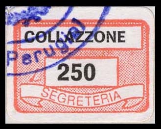 Marca da Bollo del Comune di COLLAZZONE su Carta Bianca di dimensioni 19 x 13 mm