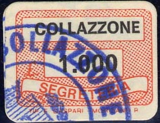 Marca da Bollo del Comune di COLLAZZONE su Carta Bianca di dimensioni 19 x 14 mm