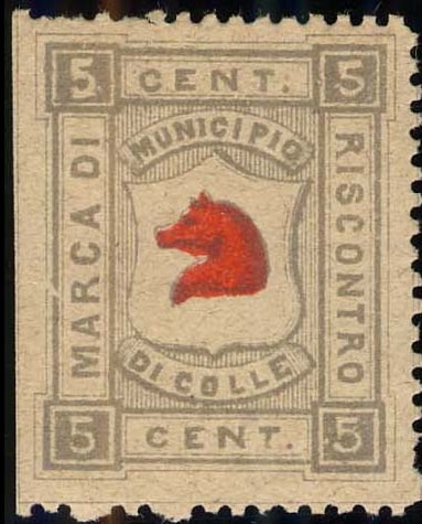 Marca da Bollo del Comune di COLLE DI VAL D´ELSA su Carta Bianca di dimensioni 23 x 28,5 mm