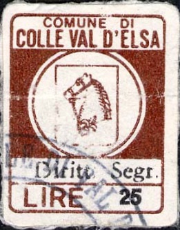 Marca da Bollo del Comune di COLLE DI VAL D´ELSA su Carta Bianca di dimensioni 18 x 23 mm