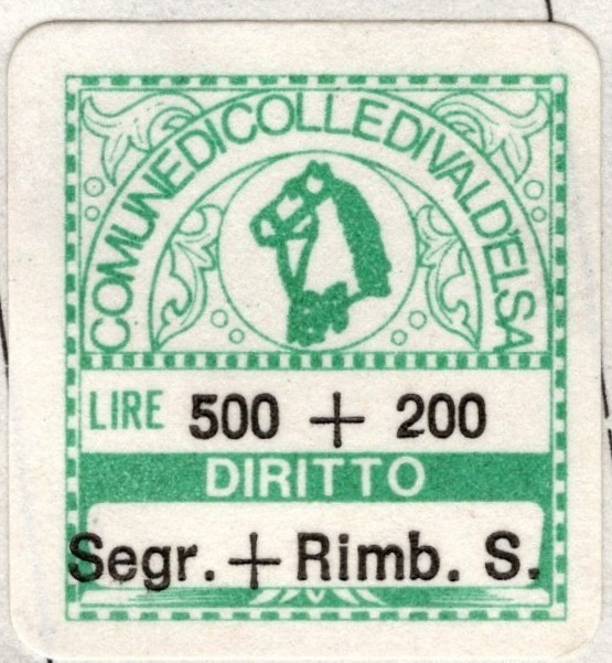 Marca da Bollo del Comune di COLLE DI VAL D´ELSA su Carta Bianca di dimensioni 20 x 20 mm