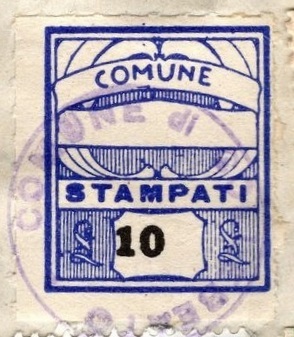 Marca da Bollo del Comune di COLLEBEATO su Carta Bianca di dimensioni 21 X 27 mm