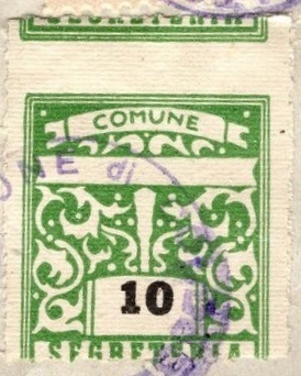 Marca da Bollo del Comune di COLLEBEATO su Carta Bianca di dimensioni 21 X 27 mm