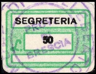 Marca da Bollo del Comune di COLLEBEATO su Carta Bianca di dimensioni 19 x 14 mm