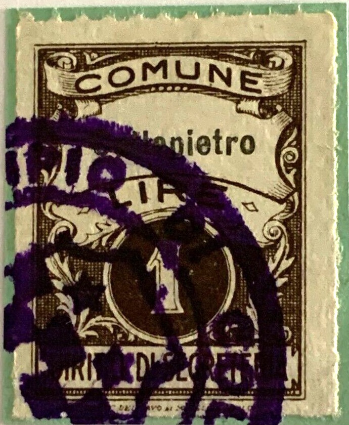 Marca da Bollo del Comune di COLLEPIETRO su Carta Bianca Sottile di dimensioni 23 x 29 mm