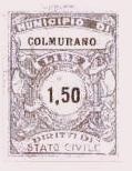 Marca da Bollo del Comune di COLMURANO su Carta Bianca di dimensioni 25,5 x 33 mm
