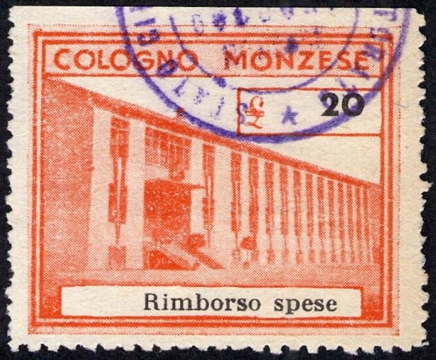 Marca da Bollo del Comune di COLOGNO MONZESE su Carta Bianca Sottile di dimensioni 36 x 30 mm