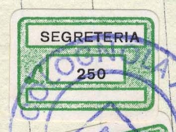 Marca da Bollo del Comune di COLOGNOLA AI COLLI su Carta Bianca di dimensioni 19 x 14 mm