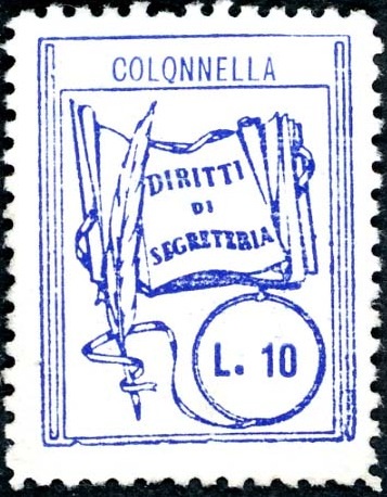 Marca da Bollo del Comune di COLONNELLA su Carta Bianca di dimensioni 20 x 26 mm