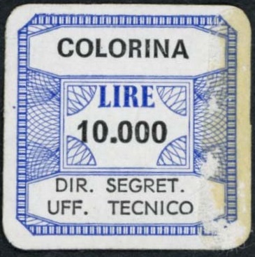 Marca da Bollo del Comune di COLORINA su Carta Bianca di dimensioni 22 x 22 mm