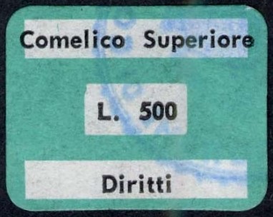 Marca da Bollo del Comune di COMELICO SUPERIORE su Carta Bianca di dimensioni 19 x 13 mm
