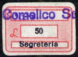 Marca da Bollo del Comune di COMELICO SUPERIORE su Carta Bianca di dimensioni 19 x 14 mm