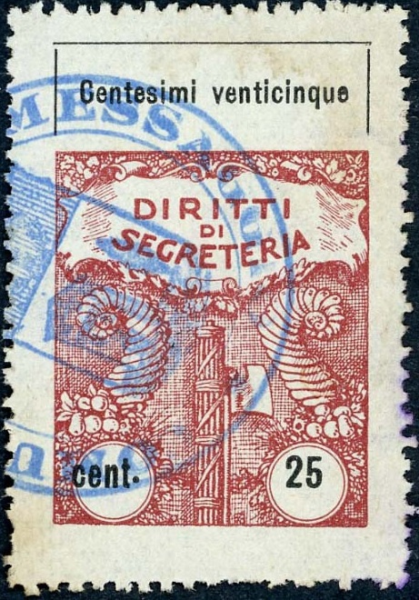 Marca da Bollo del Comune di COMMESSAGGIO su Carta Bianca di dimensioni 22 X 33 mm