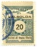 Marca da Bollo del Comune di VALSOLDA su Carta Bianca di dimensioni 22,5 x 29 mm