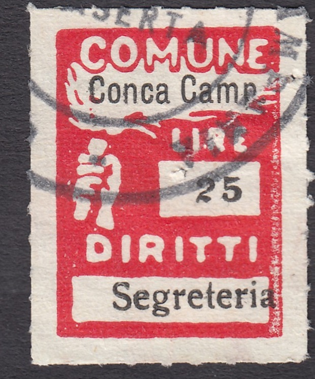 Marca da Bollo del Comune di CONCA DELLA CAMPANIA su Carta Bianca Sottile di dimensioni 18 x 25 mm