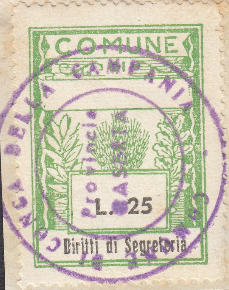 Marca da Bollo del Comune di CONCA DELLA CAMPANIA su Carta Bianca di dimensioni 24 x 33,5 mm
