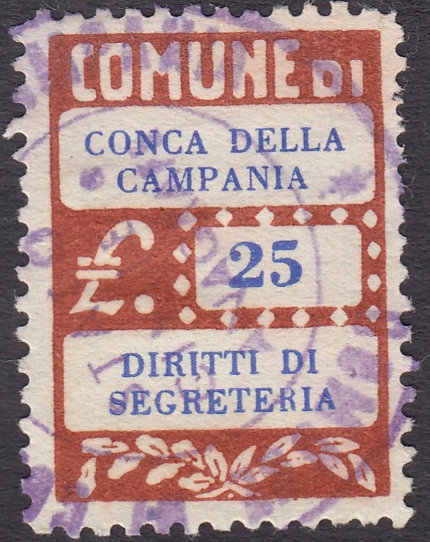 Marca da Bollo del Comune di CONCA DELLA CAMPANIA su Carta Bianca di dimensioni 20 x 28 mm