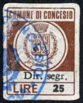 Marca da Bollo del Comune di CONCESIO su Carta Bianca di dimensioni 21 x 29 mm