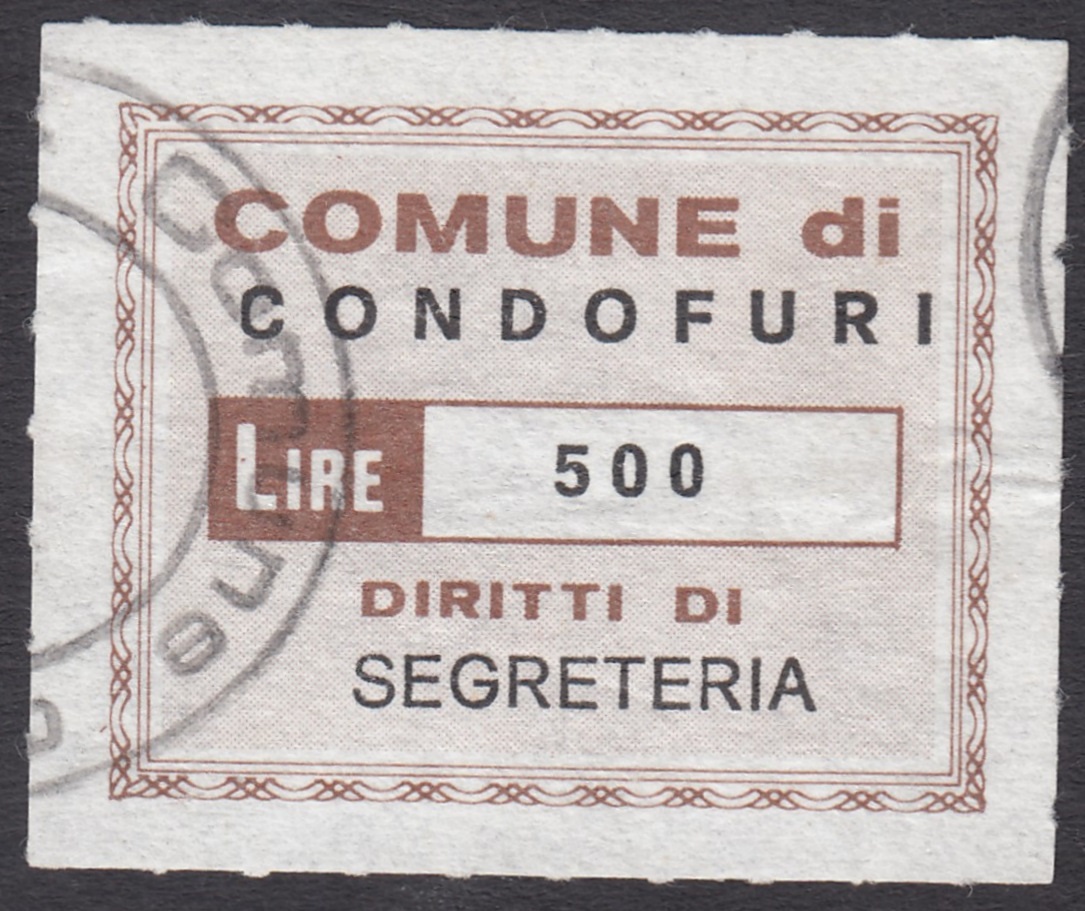 Marca da Bollo del Comune di CONDOFURI su Carta Bianca di dimensioni 34 x 27 mm