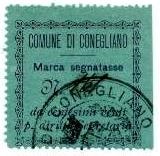 Marca da Bollo del Comune di CONEGLIANO su Carta Verde di dimensioni 31,5 x 31,5 mm