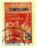 Marca da Bollo del Comune di CONEGLIANO su Carta Bianca Sottile di dimensioni 21 X 32 mm