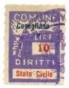 Marca da Bollo del Comune di CONEGLIANO su Carta Bianca di dimensioni 18 x 25 mm