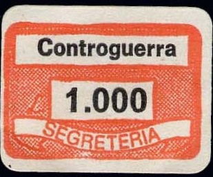 Marca da Bollo del Comune di CONTROGUERRA su Carta Bianca di dimensioni 19 x 13,5 mm