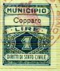 Marca da Bollo del Comune di COPPARO su Carta Bianca di dimensioni 22 x 29 mm