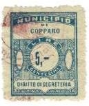 Marca da Bollo del Comune di COPPARO su Carta Bianca di dimensioni 23,5 x 30 mm