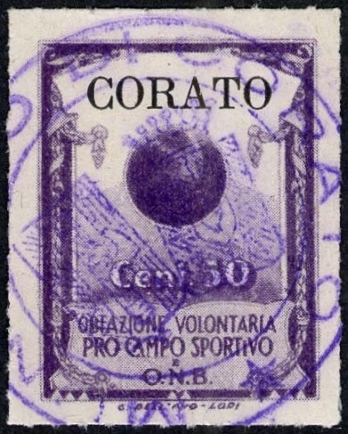 Marca da Bollo del Comune di CORATO su Carta Bianca di dimensioni mm