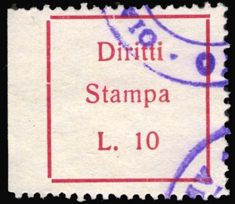 Marca da Bollo del Comune di CORATO su Carta Bianca Sottile di dimensioni 22,5 x 323 mm