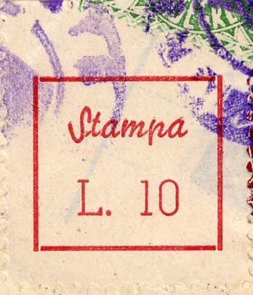 Marca da Bollo del Comune di CORATO su Carta Bianca Sottile di dimensioni 22,5 x 323 mm