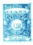 Marca da Bollo del Comune di CLANA su Carta Bianca di dimensioni 25 x 34 mm