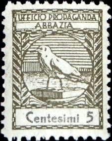 Marca da Bollo del Comune di ABBAZIA su Carta Bianca di dimensioni 17 X 24 5 mm