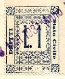 Marca da Bollo del Comune di CORIGLIANO CALABRO su Carta Bianca Sottile di dimensioni 27 x 33,5 mm