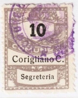 Marca da Bollo del Comune di CORIGLIANO CALABRO su Carta Bianca Sottile di dimensioni 22 x 28 mm