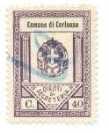 Marca da Bollo del Comune di CORLEONE su Carta Bianca di dimensioni 22 x 30,5 mm
