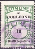Marca da Bollo del Comune di CORLEONE su Carta Bianca di dimensioni 21,5 x 30 mm