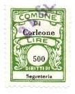 Marca da Bollo del Comune di CORLEONE su Carta Bianca di dimensioni 20 x 27 mm