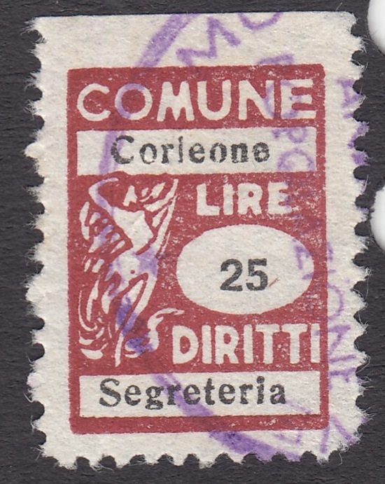 Marca da Bollo del Comune di CORLEONE su Carta Bianca di dimensioni 15 x 20 mm
