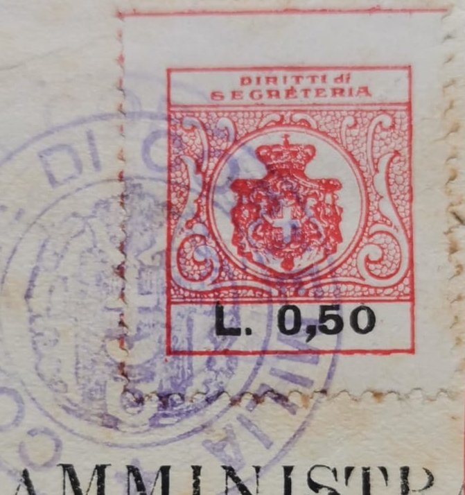 Marca da Bollo del Comune di CORTEMILIA su Carta Bianca di dimensioni 23 x 28 mm
