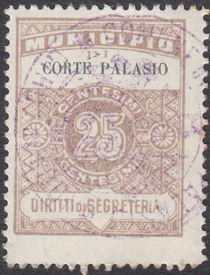 Marca da Bollo del Comune di CORTE PALASIO su Carta Bianca di dimensioni 24 x 31 mm