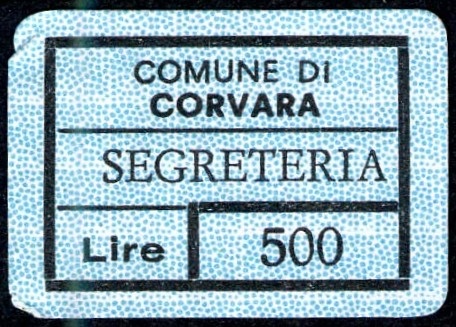 Marca da Bollo del Comune di CORVARA su Carta Bianca di dimensioni 24,5 X 17 mm