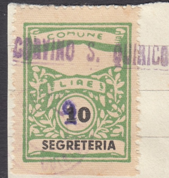 Marca da Bollo del Comune di CORVINO SAN QUIRICO su Carta Bianca di dimensioni 22,5 x 29 mm