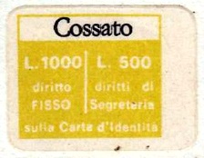 Marca da Bollo del Comune di COSSATO su Carta Bianca di dimensioni 18 x 15 mm