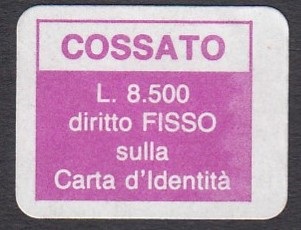 Marca da Bollo del Comune di COSSATO su Carta Bianca di dimensioni 18 x 15 mm